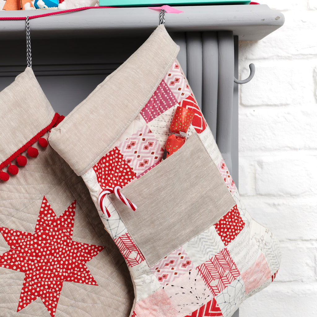 Scarlet & Snow Patchwork Stockings Pattern PDF