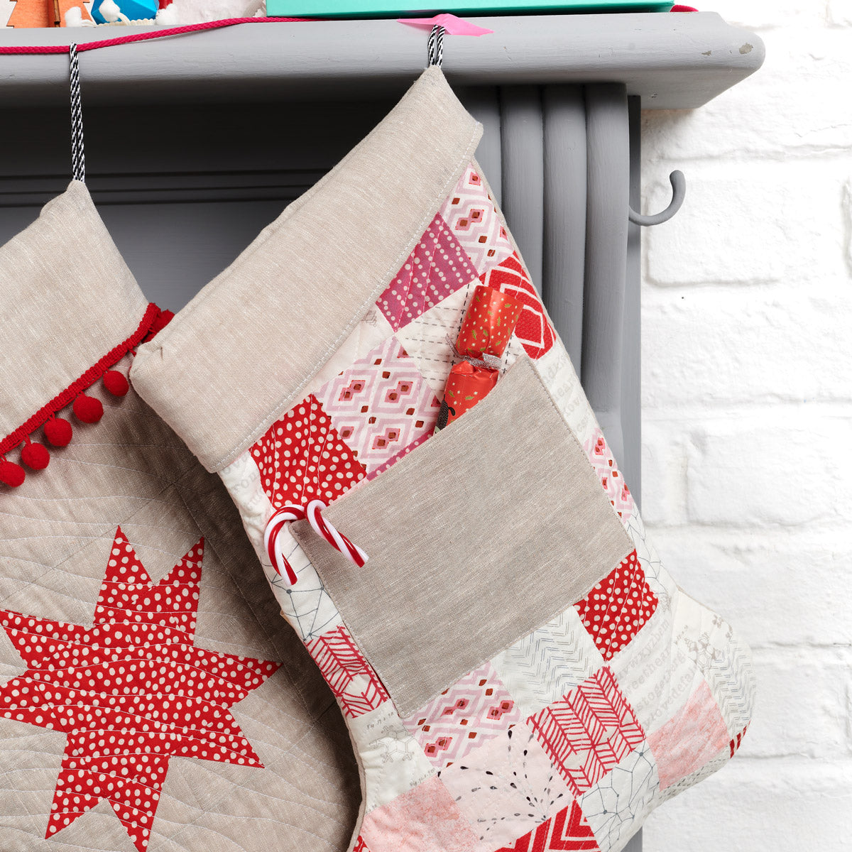 Scarlet & Snow Patchwork Stockings Pattern PDF