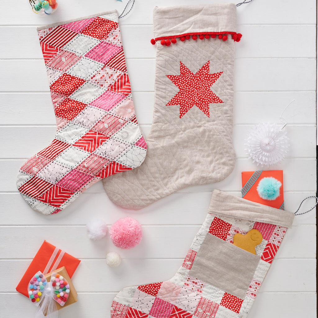 Scarlet & Snow Patchwork Stockings Pattern PDF