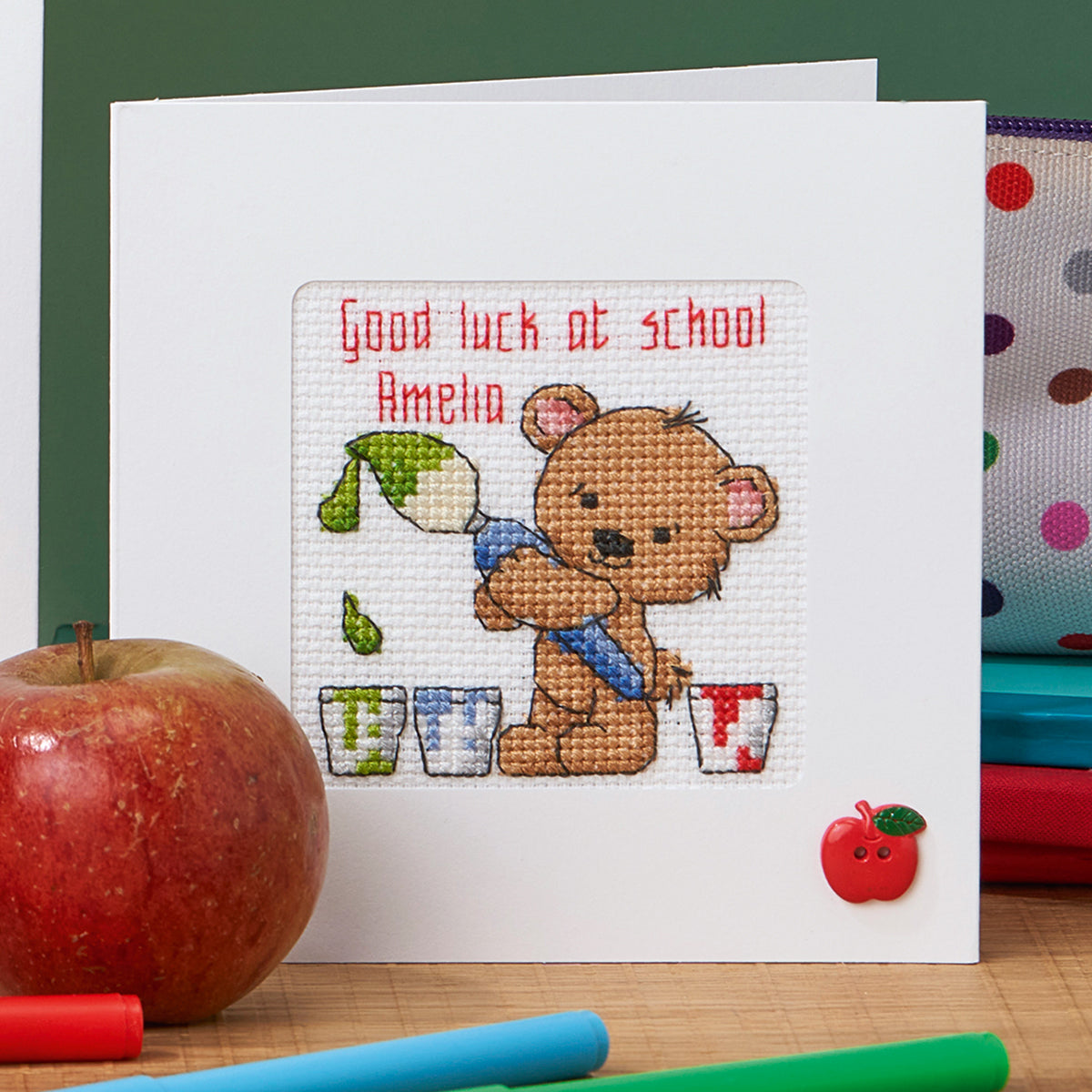 New School Teddy Cards Cross Stitch PDF Patterns