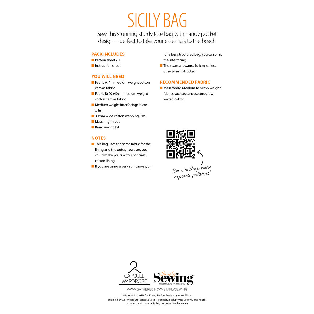 Sicily Bag Sewing Pattern PDF