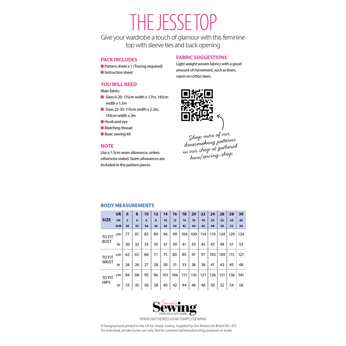 The Jesse Top Sewing Pattern PDF