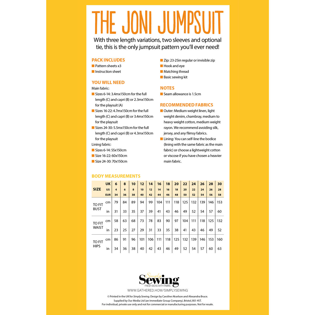 Joni Jumpsuit Sewing Pattern PDF