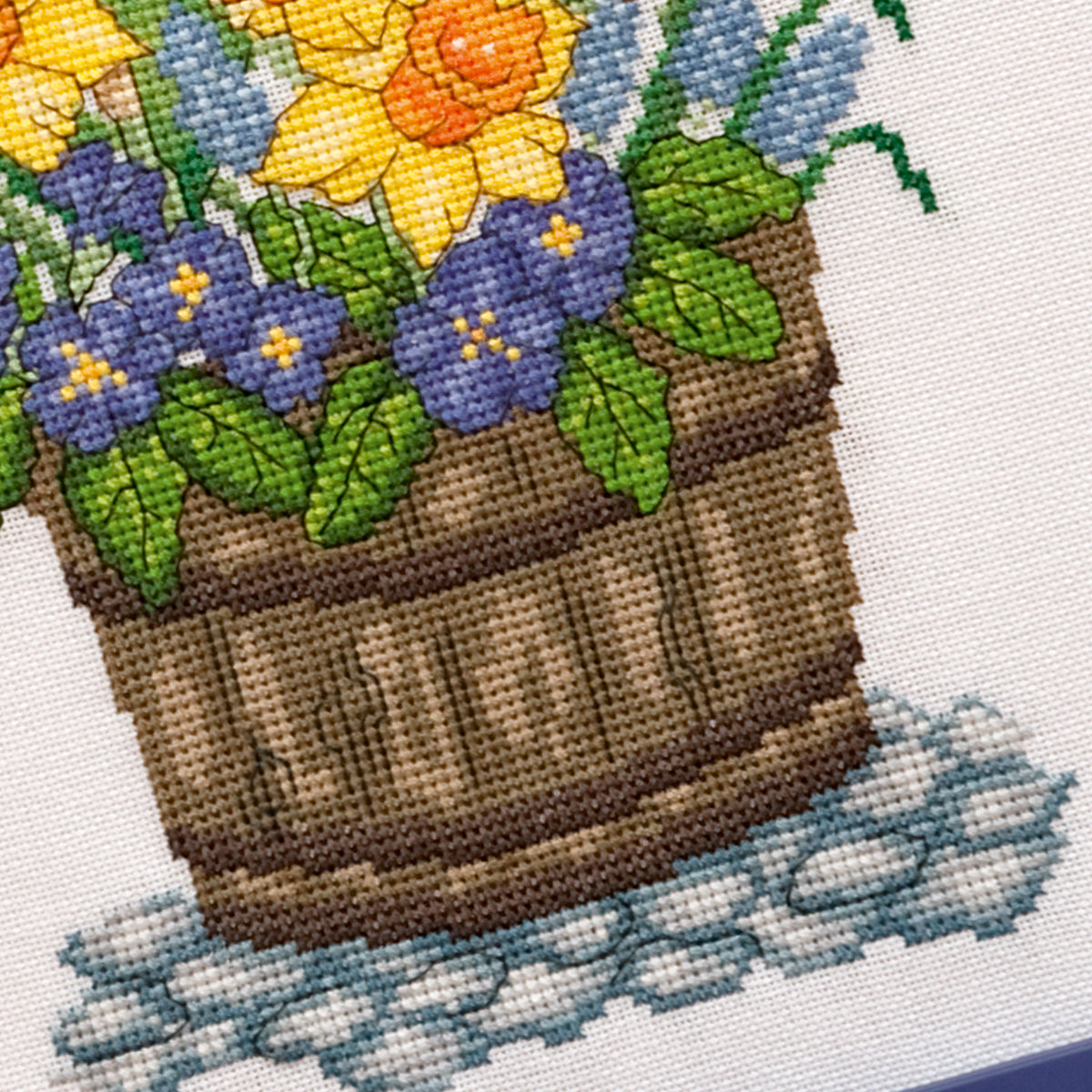Spring Floral Barrel Cross Stitch PDF Pattern