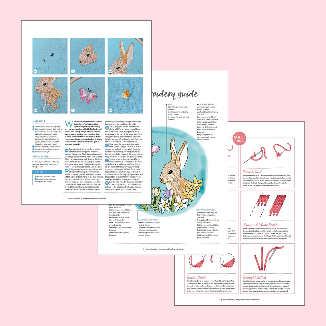 Spring Bunny Hoop Embroidery Pattern PDF