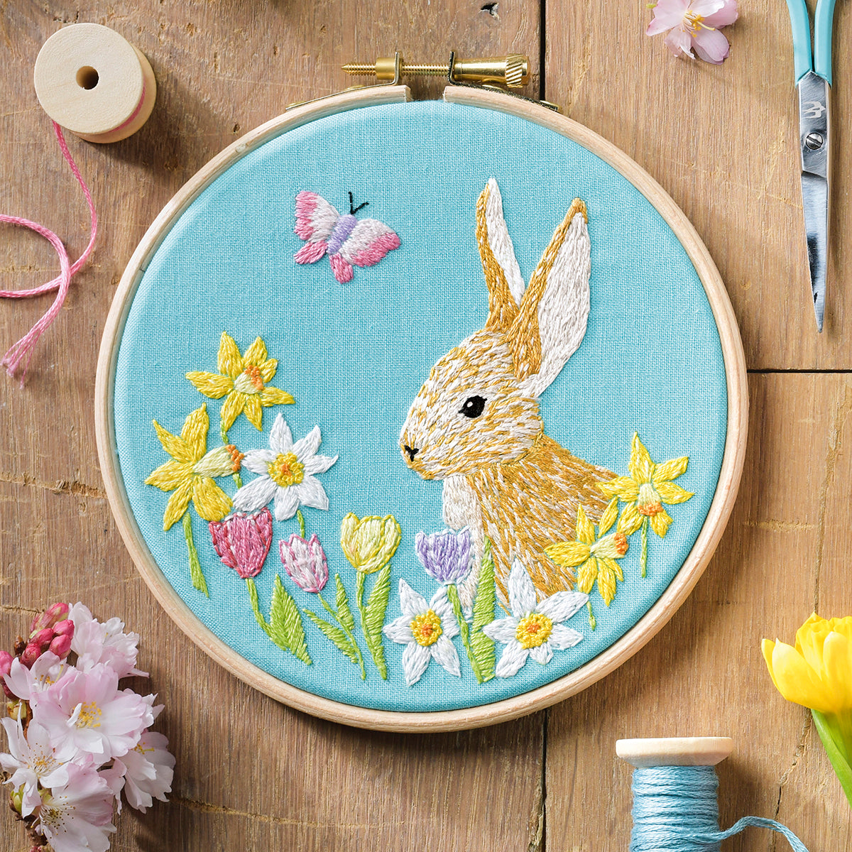 Spring Bunny Hoop Embroidery Pattern PDF