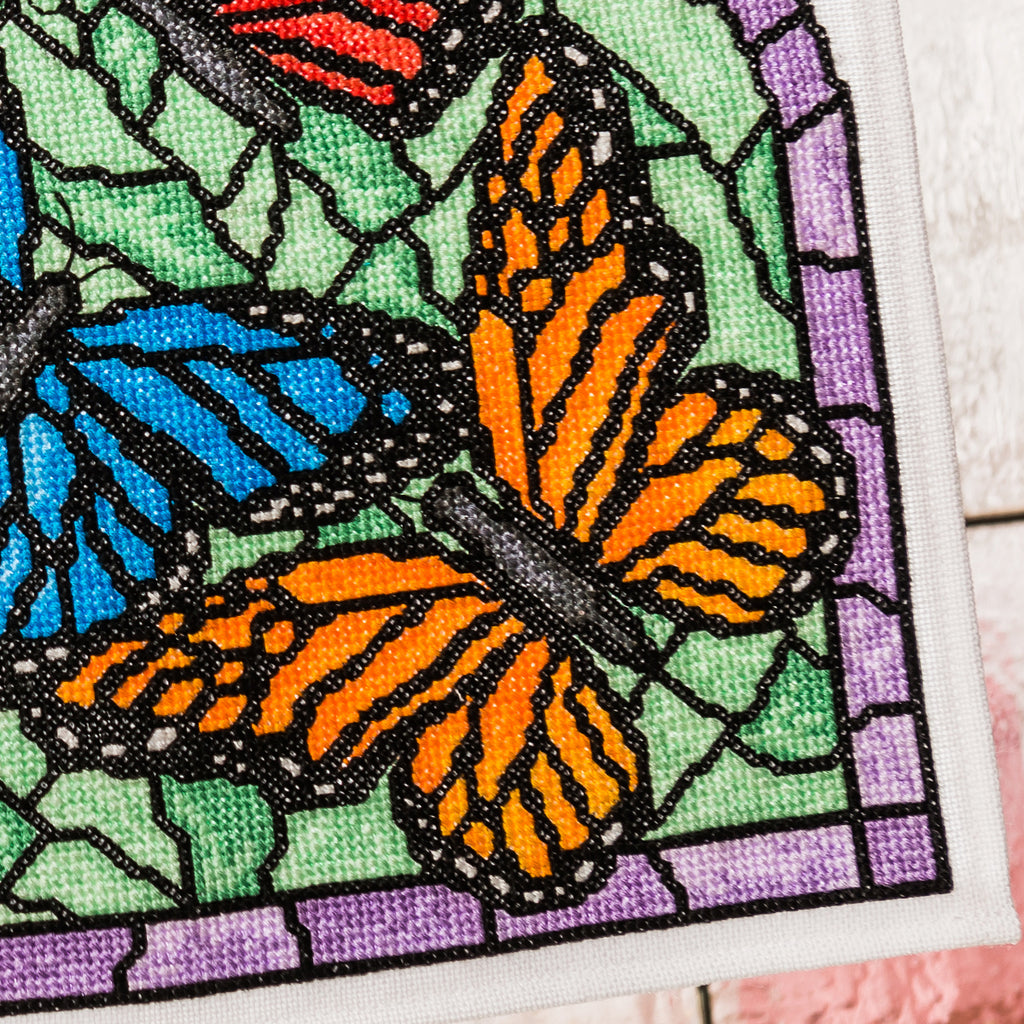 Stained Glass Butterflies Cross Stitch PDF Pattern