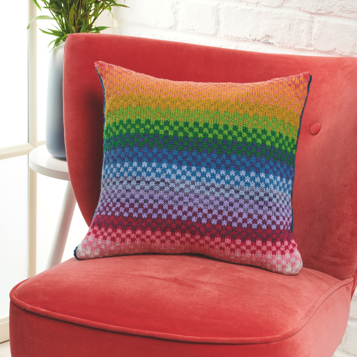 Rainbow Cushion Knitting Pattern PDF