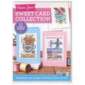 The image shows the cover of the 'Sweet Card Cross Stitch Collection PDF', featuring a selection of cross stitch designs for cards with romantic roses, cute kitties, and sewing themes.