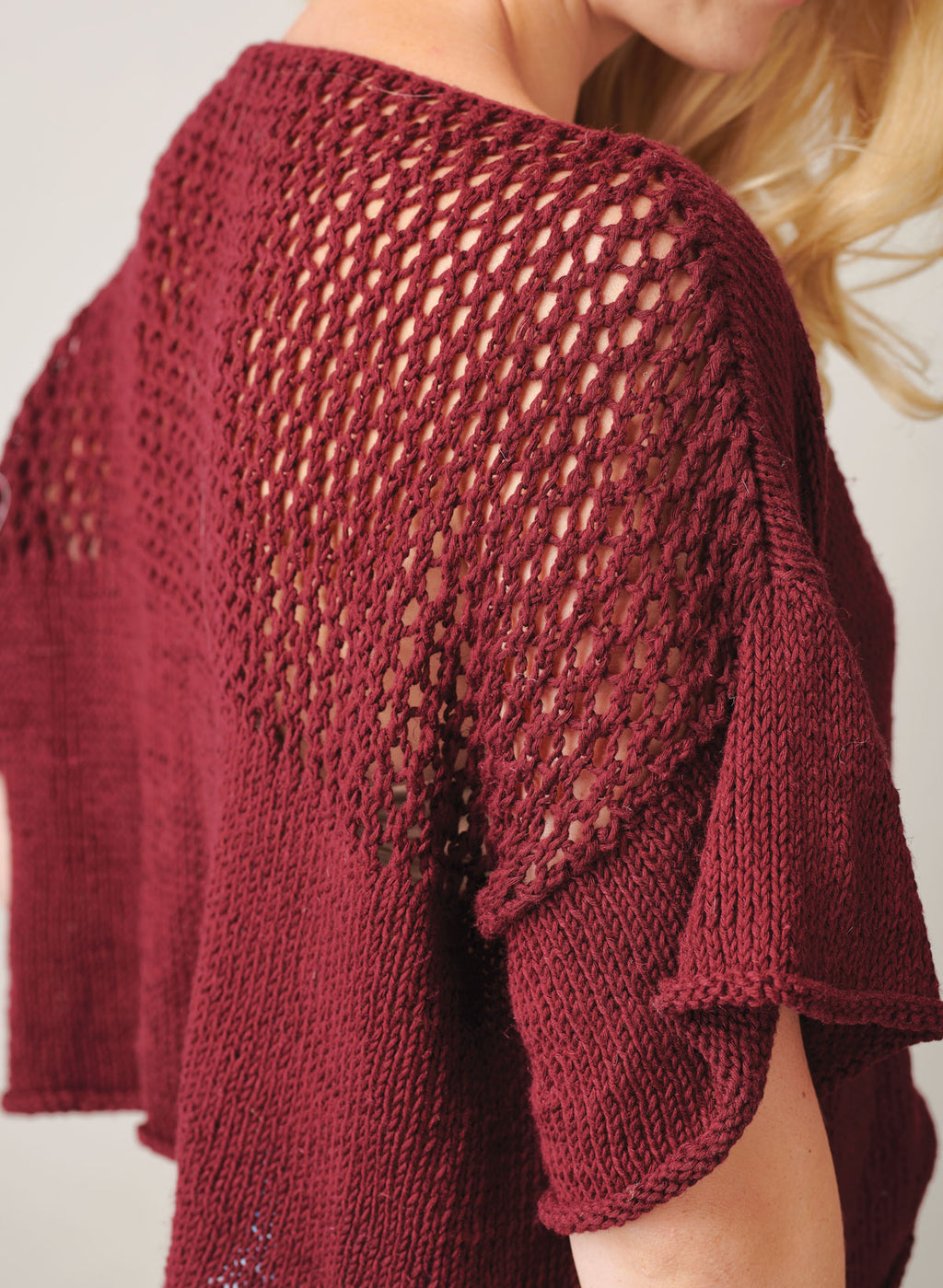 mesh detail on t-shirt knitting pattern
