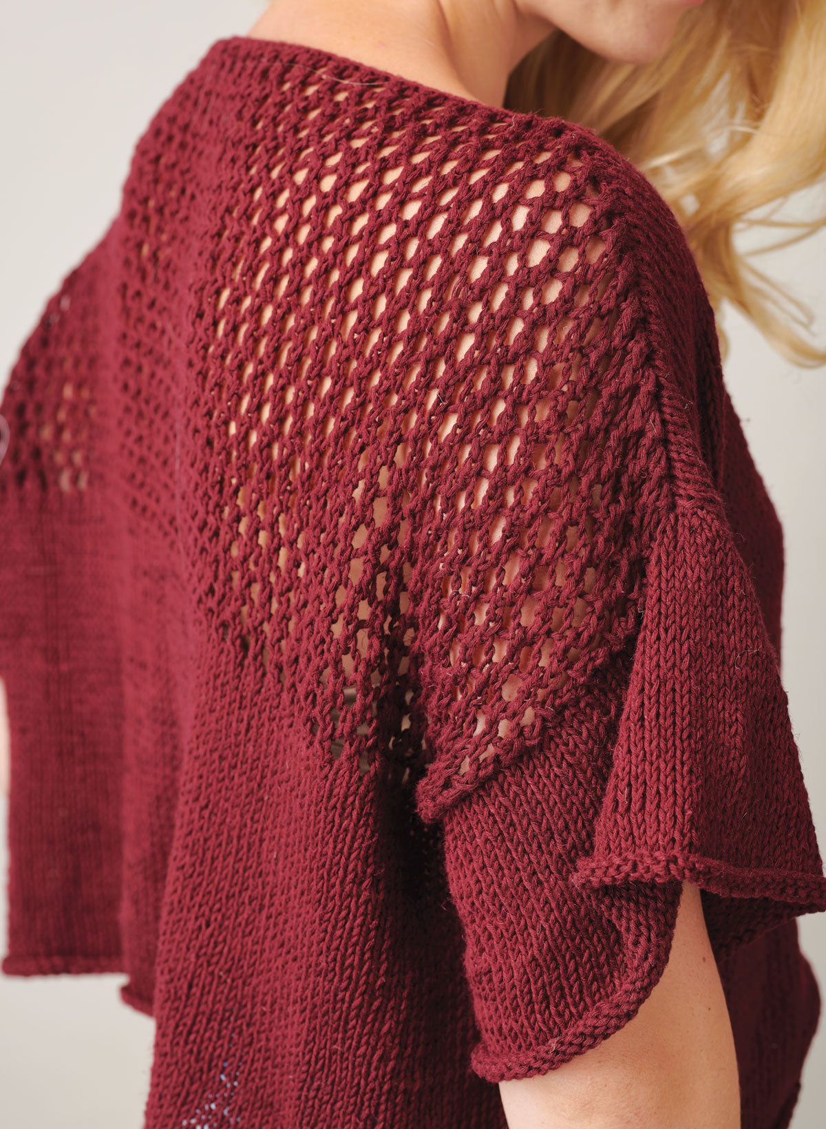 mesh detail on t-shirt knitting pattern