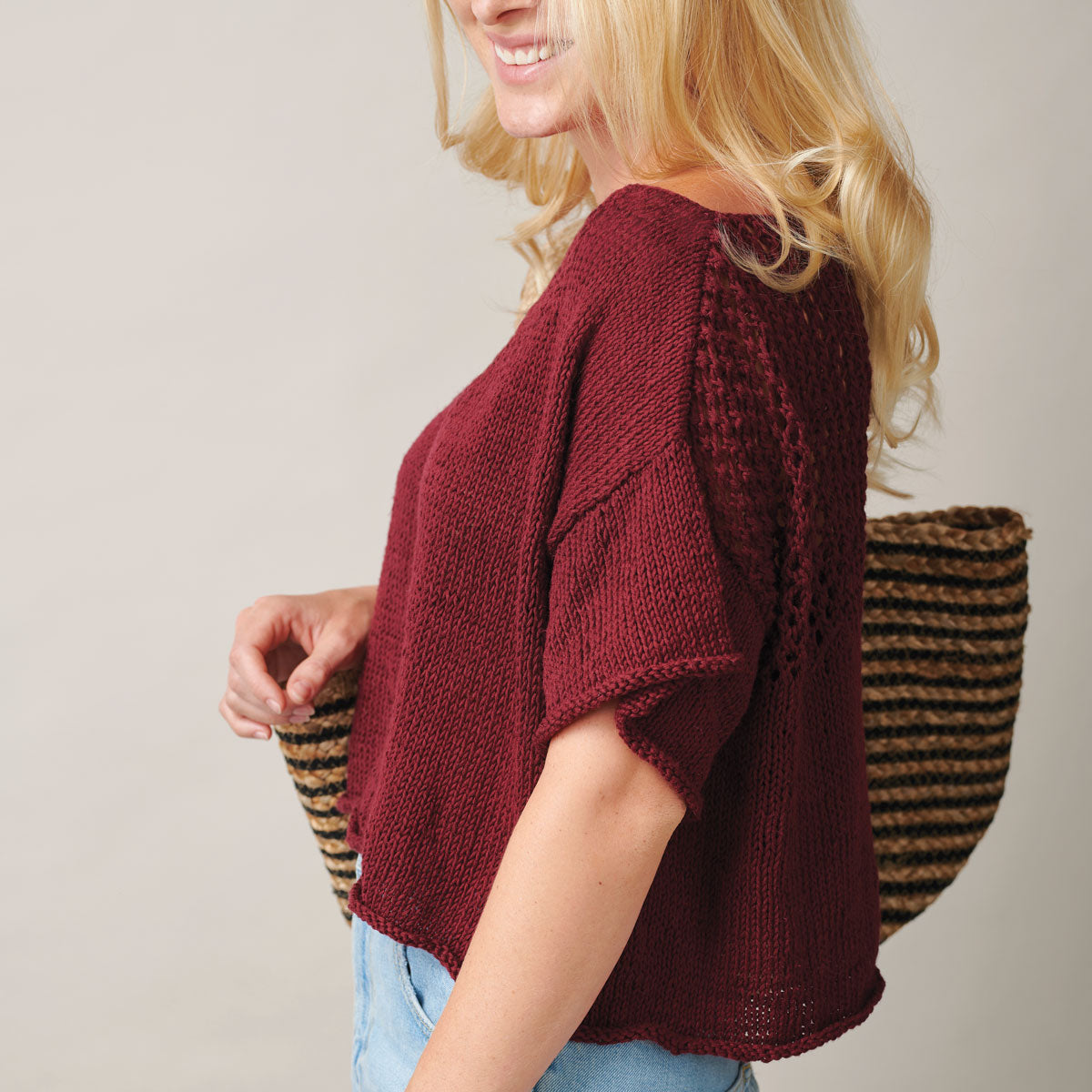 side profile of a knitted t-shirt