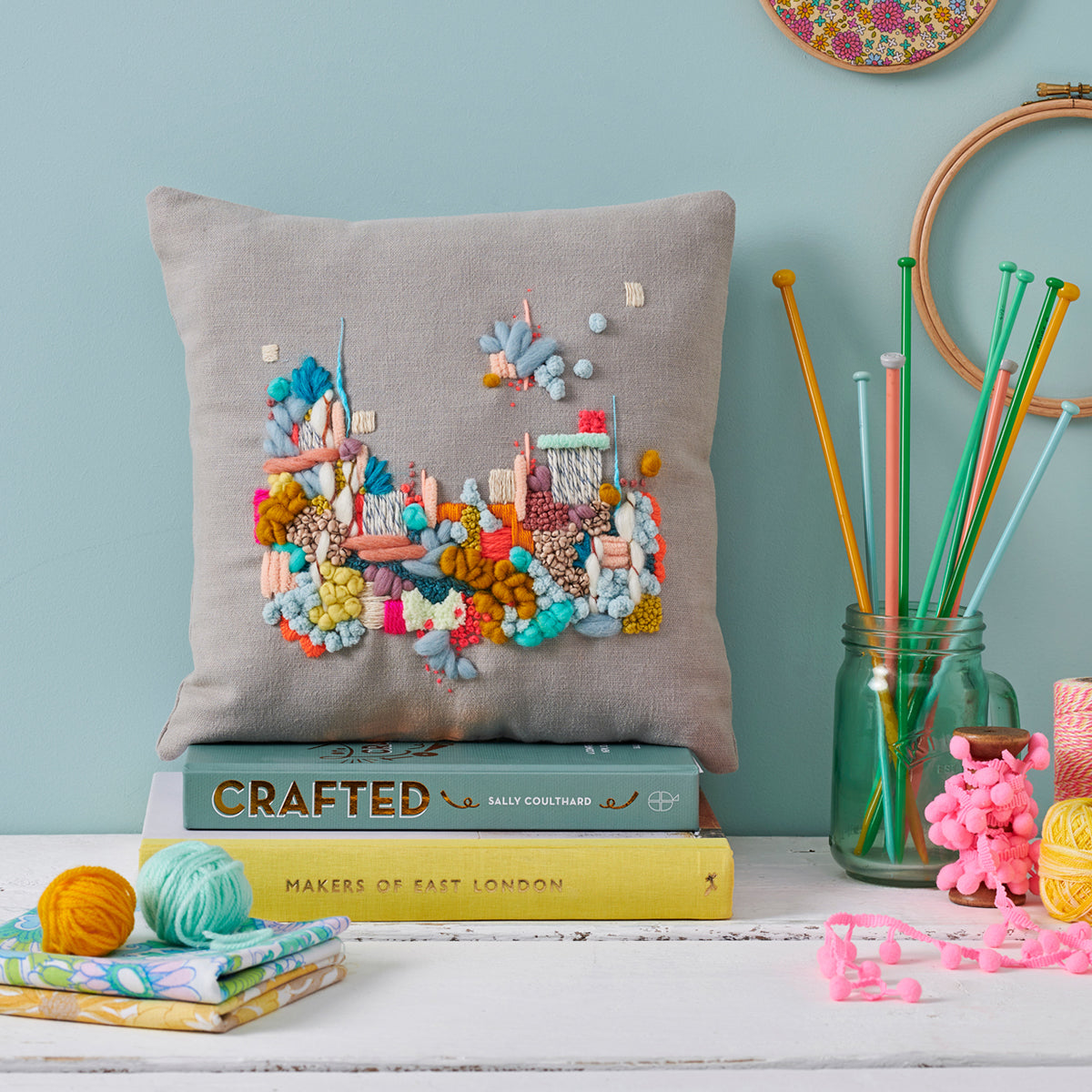 Textured abstract cushion embroidery pattern PDF