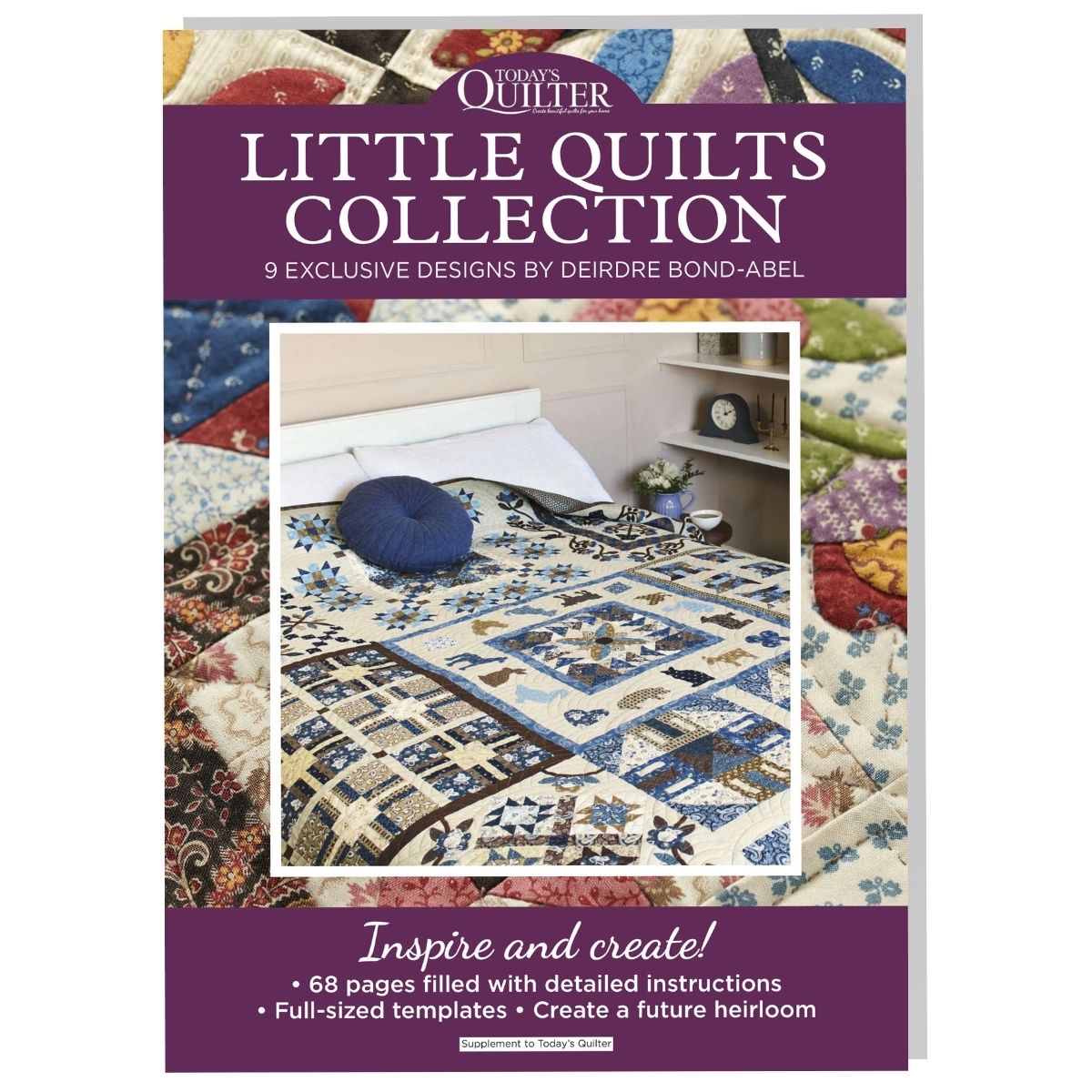 The cover of 'The Little Quilts Collection Special Edition PDF' featuring images of various small quilts with different patterns and colors, and text detailing the content and author.
