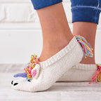 Side profile of a Unicorn slippers knitting pattern