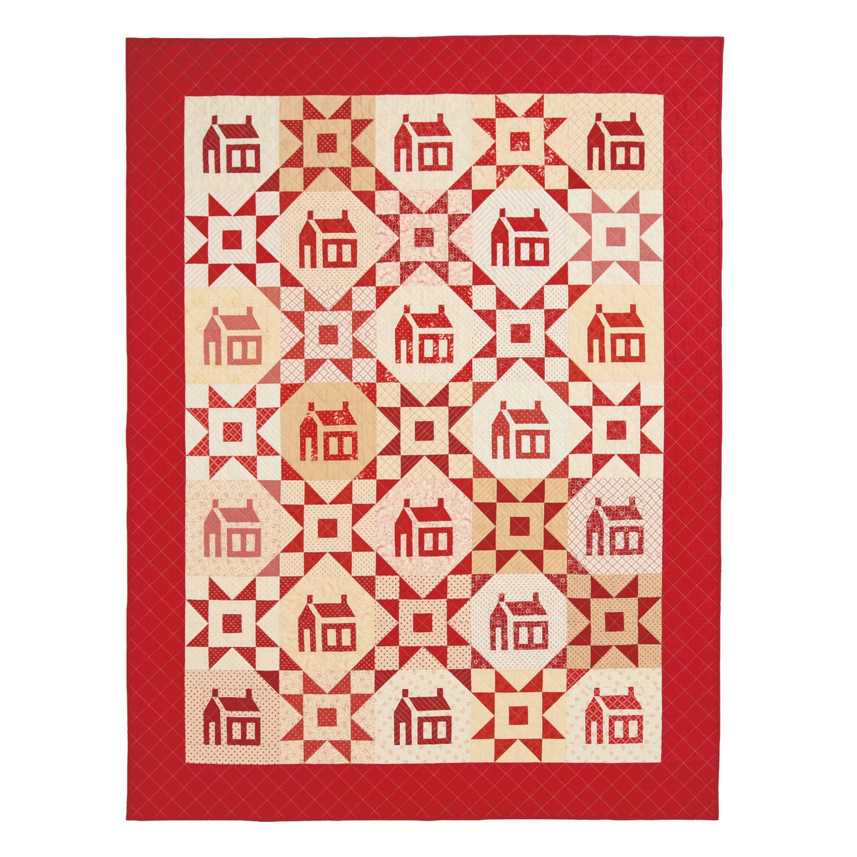 Red Village Farmhouse Quilt Pattern PDF