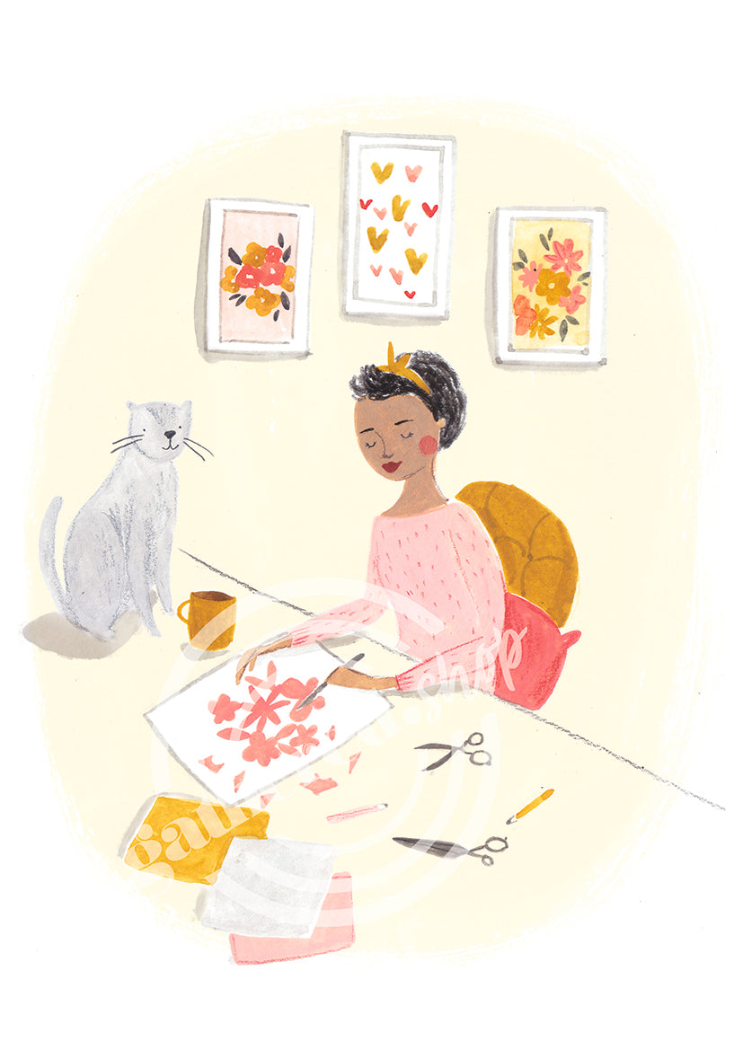 'Paper Cutting Time' Digital Art Print PDF by Emma Block