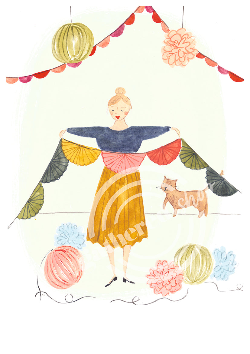 'Paper Party Time' Digital Art Print PDF by Emma Block
