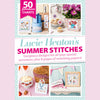 Book cover of 'Lucie Heaton's Summer Stitches' with various craft images on a pink background.