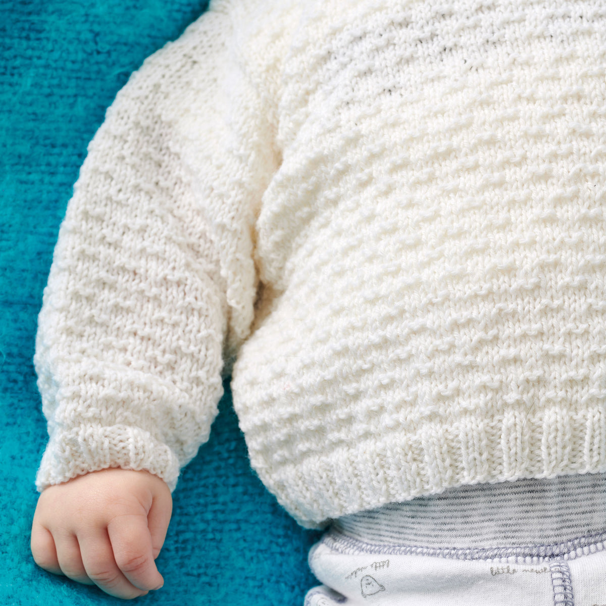 White Baby Jumper Knitting Pattern PDF