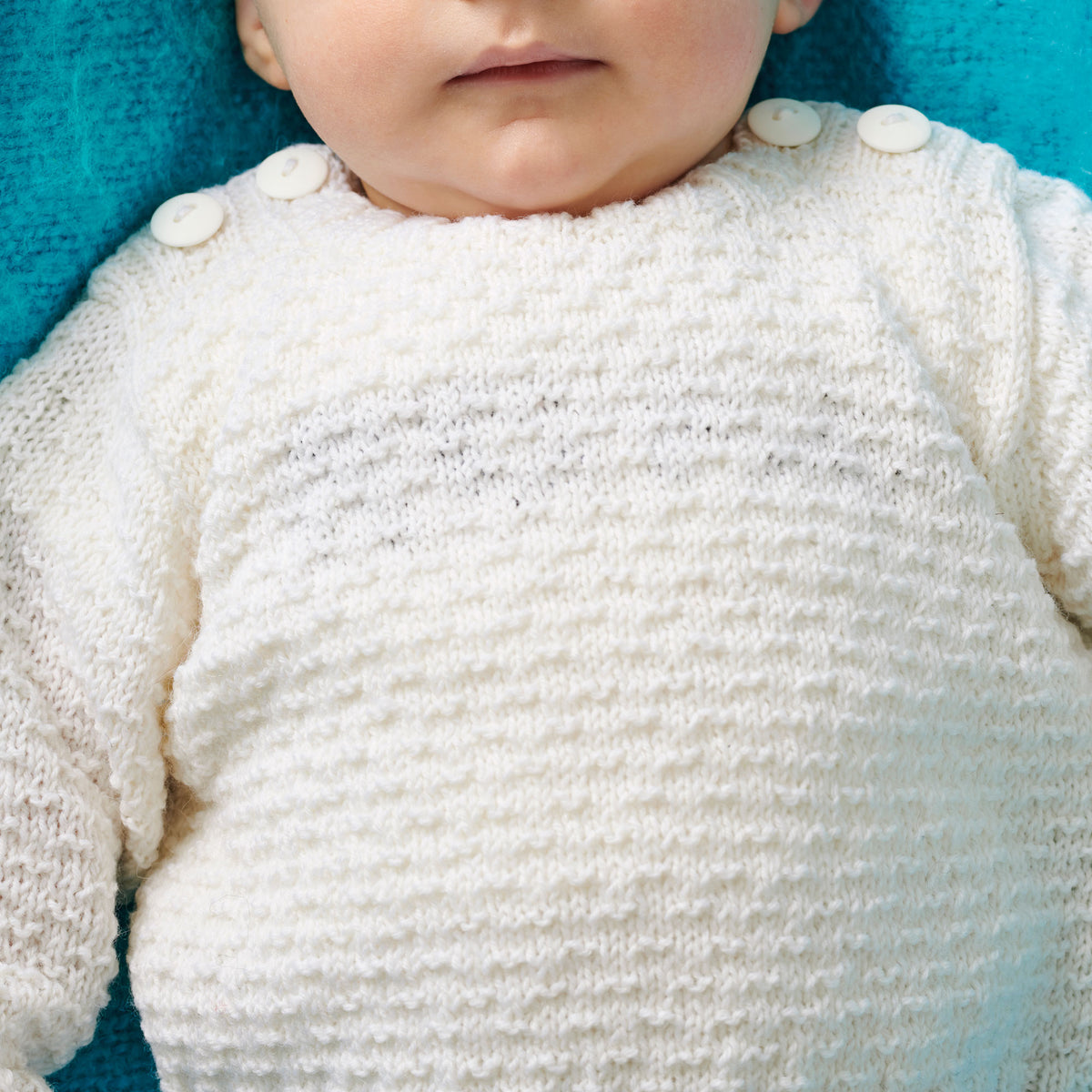 White Baby Jumper Knitting Pattern PDF