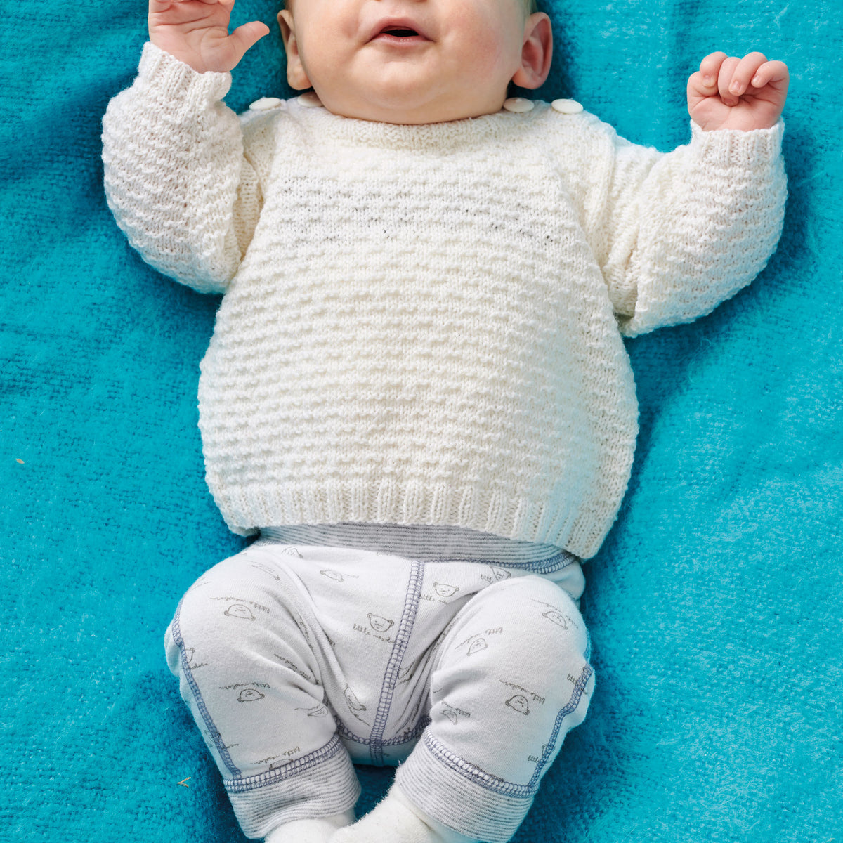 White Baby Jumper Knitting Pattern PDF