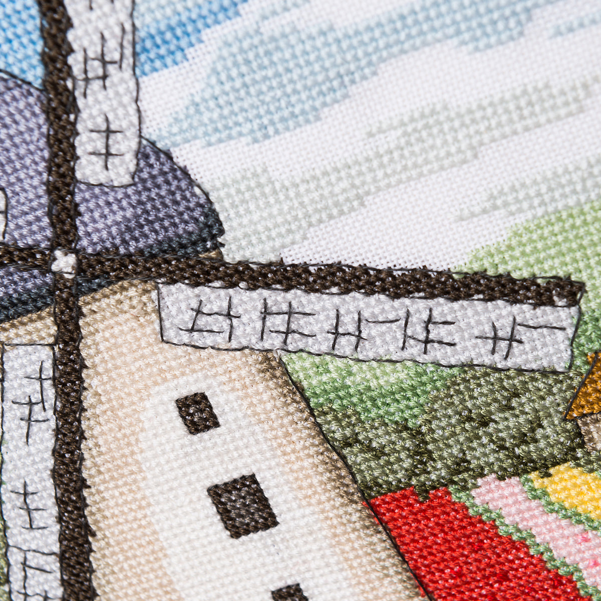 Windmill Tulip Field Cross Stitch PDF Pattern
