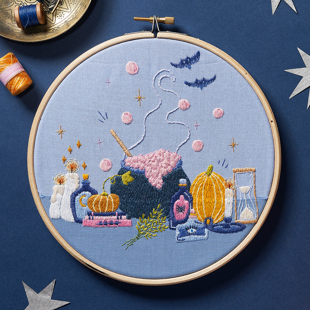 Witches' Brew Halloween Cauldron Embroidery Hoop Pattern PDF