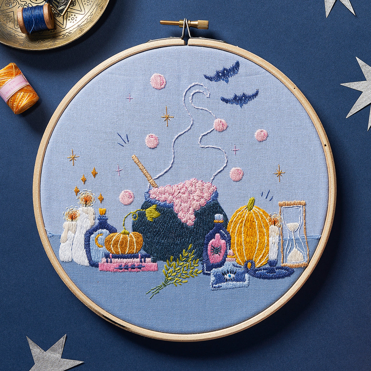 Witches' Brew Halloween Cauldron Embroidery Hoop Pattern PDF