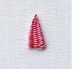 Red embroidery stitch with white fabric background