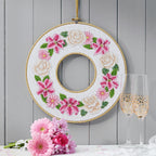 Floral Double Hoop Wreath Cross Stitch PDF Pattern