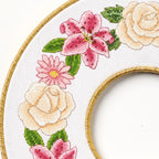 Floral Double Hoop Wreath Cross Stitch PDF Pattern