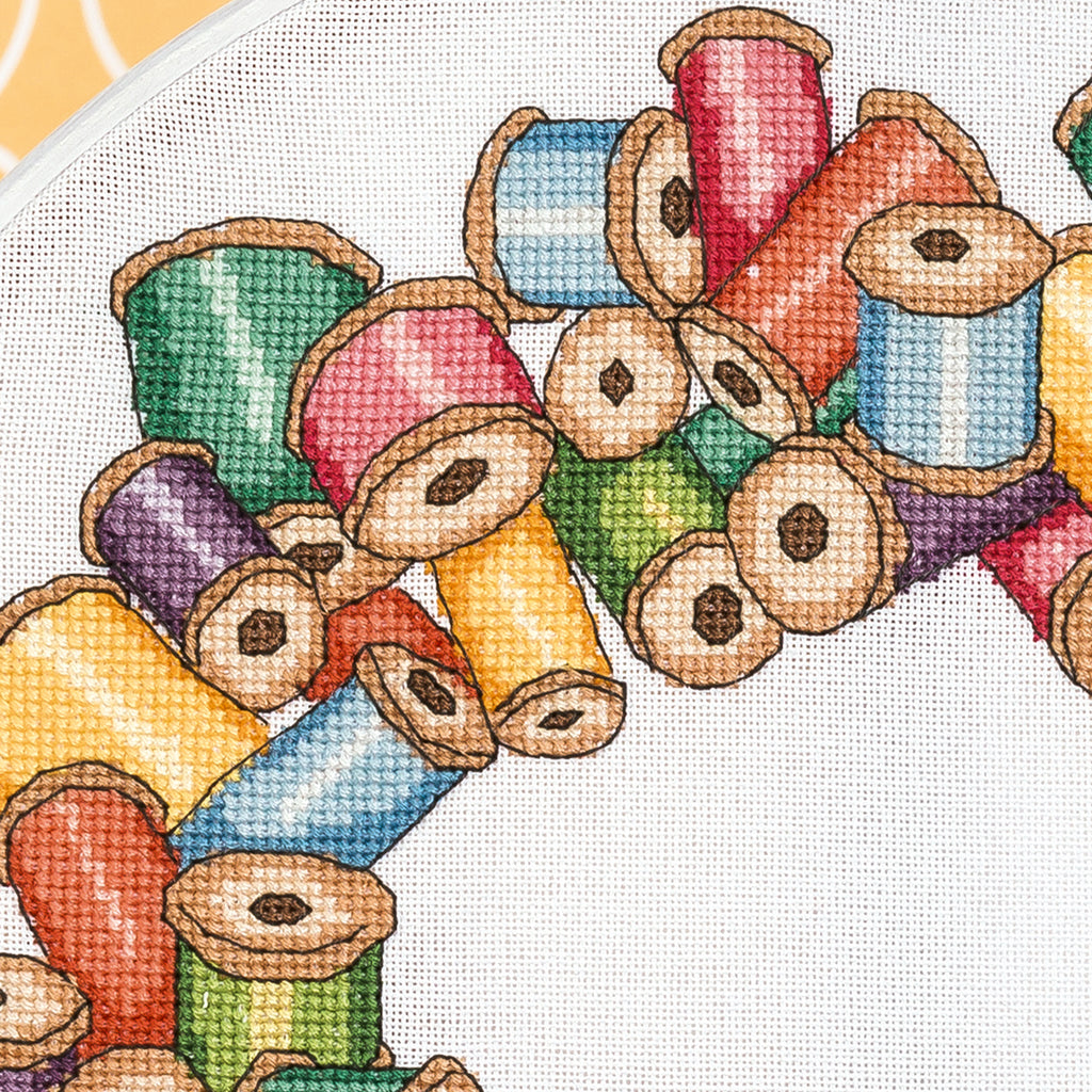 Sewing Wreath Cross Stitch PDF Pattern