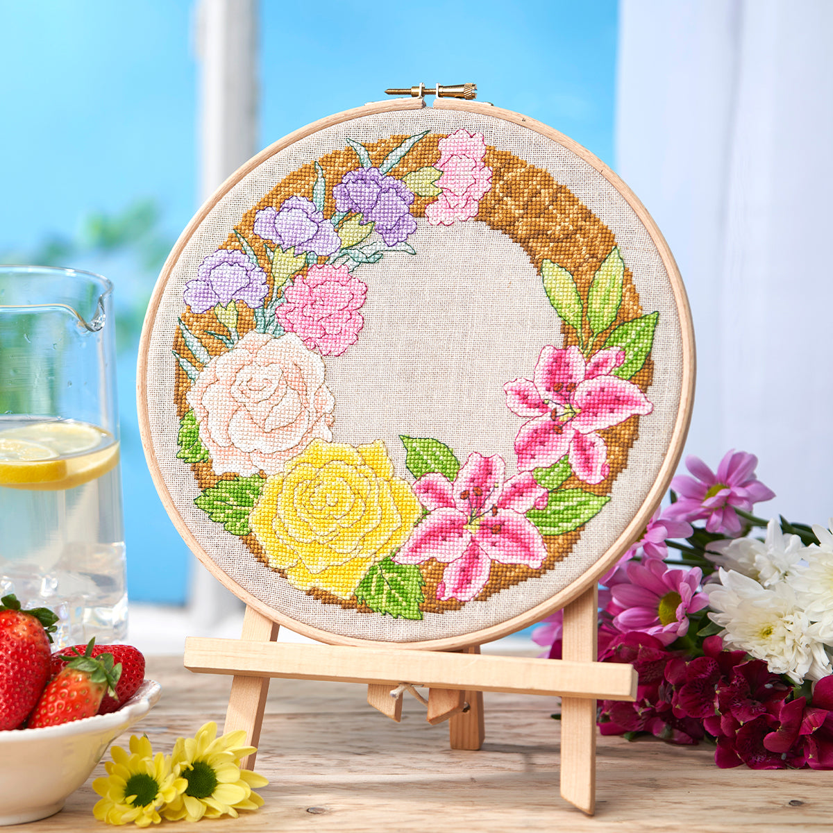 Summer Flower Wreath Cross Stitch PDF Pattern