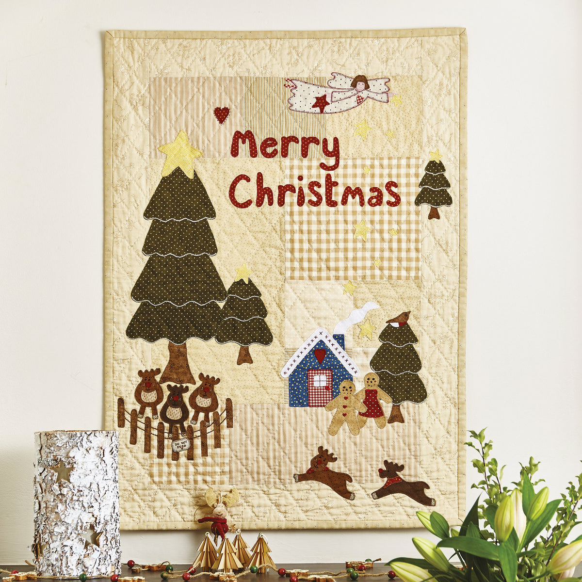 Merry Christmas Applique Wall Hanging Pattern PDF