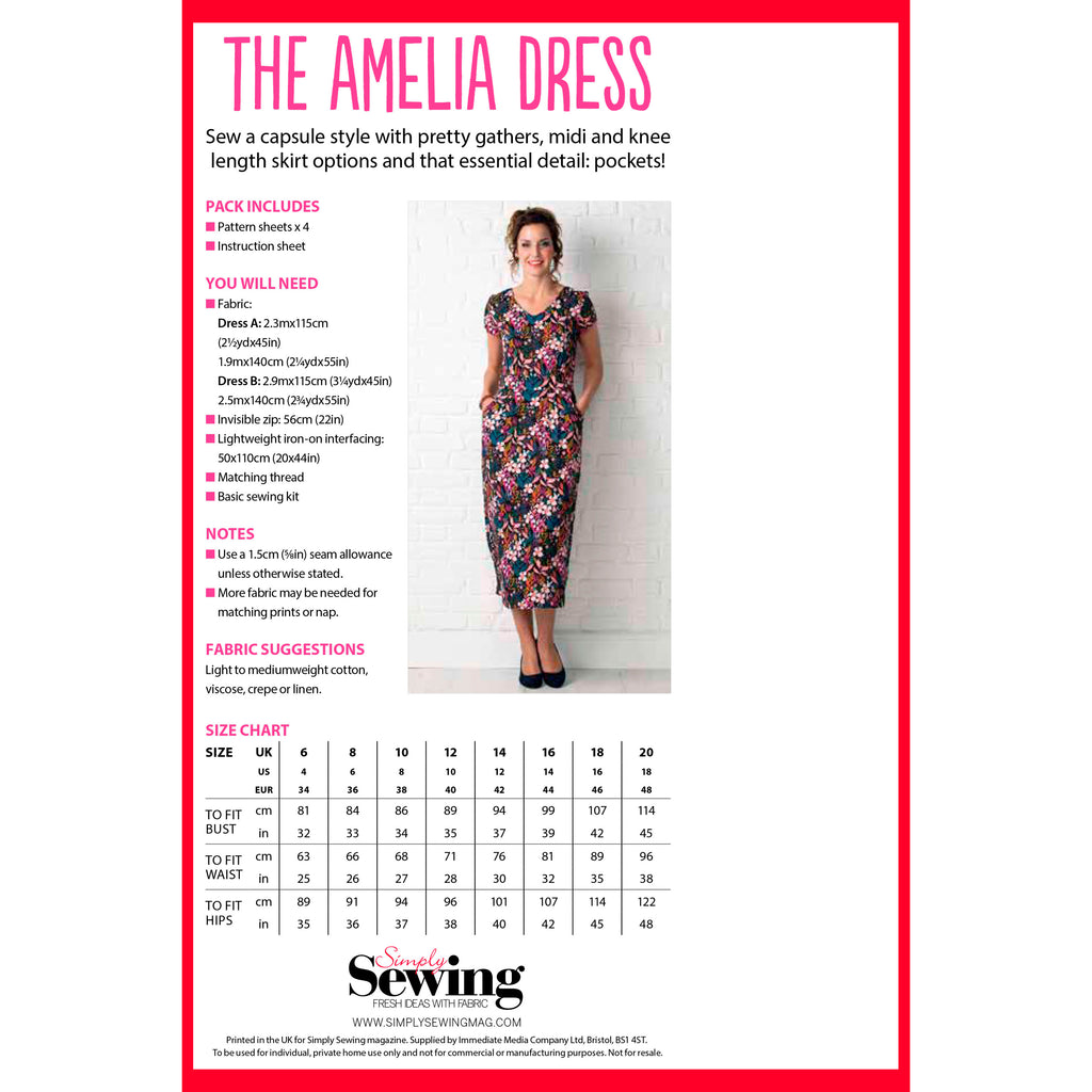 Amelia Dress Sewing Pattern PDF