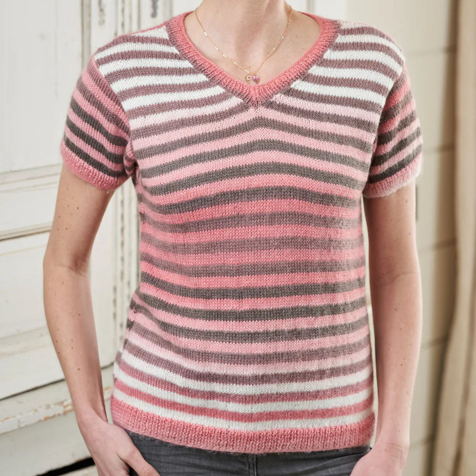 Candy Striped T-Shirt Knitting Pattern PDF