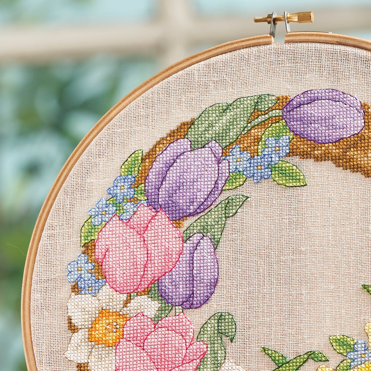 Spring Flower Wreath Cross Stitch PDF Pattern