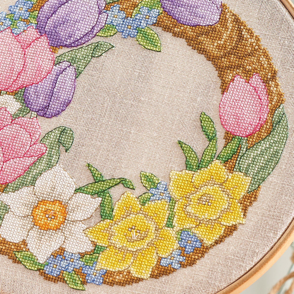 Spring Flower Wreath Cross Stitch PDF Pattern