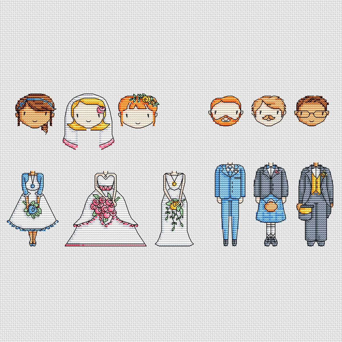 3D Wedding Cake Toppers Cross Stitch PDF Patterns