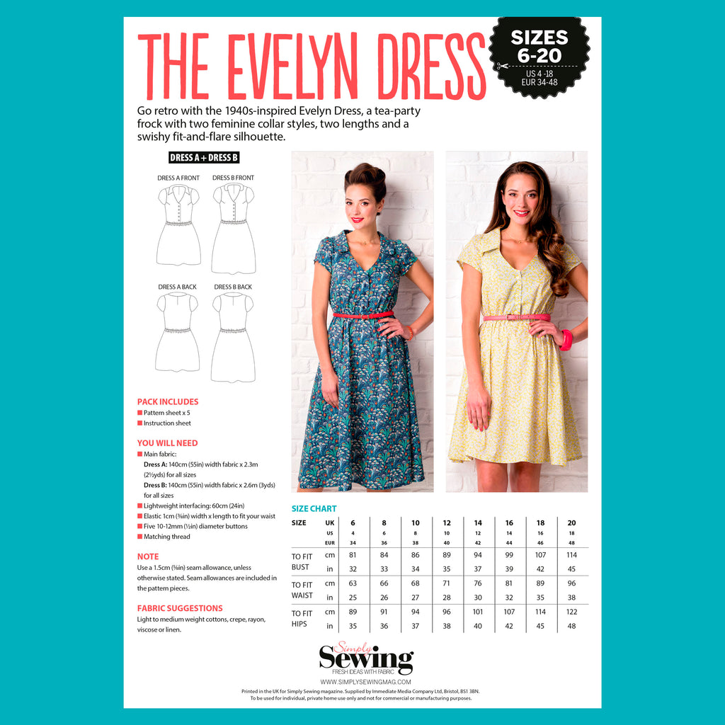 Evelyn Dress Sewing Pattern PDF