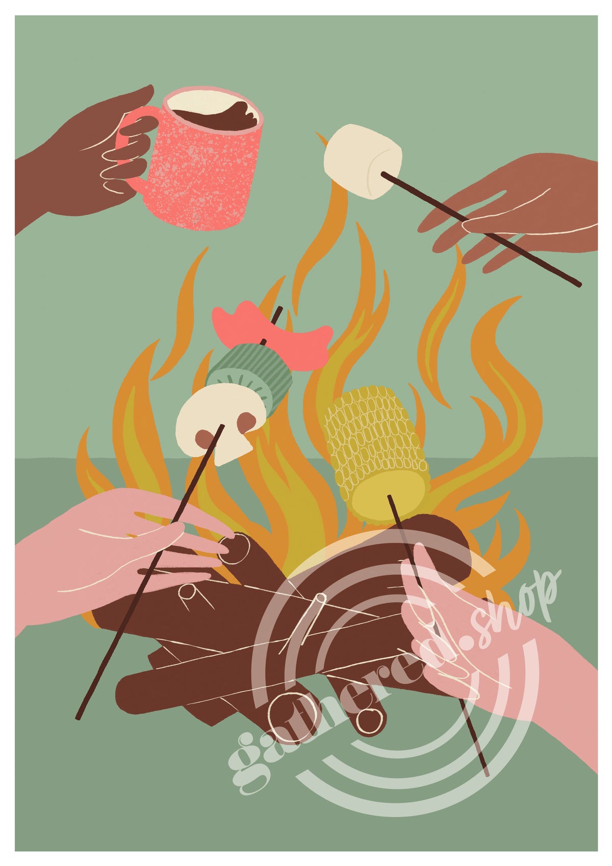 'Toasting Marshmallows' Digital Art Print PDF by Matilda Smith