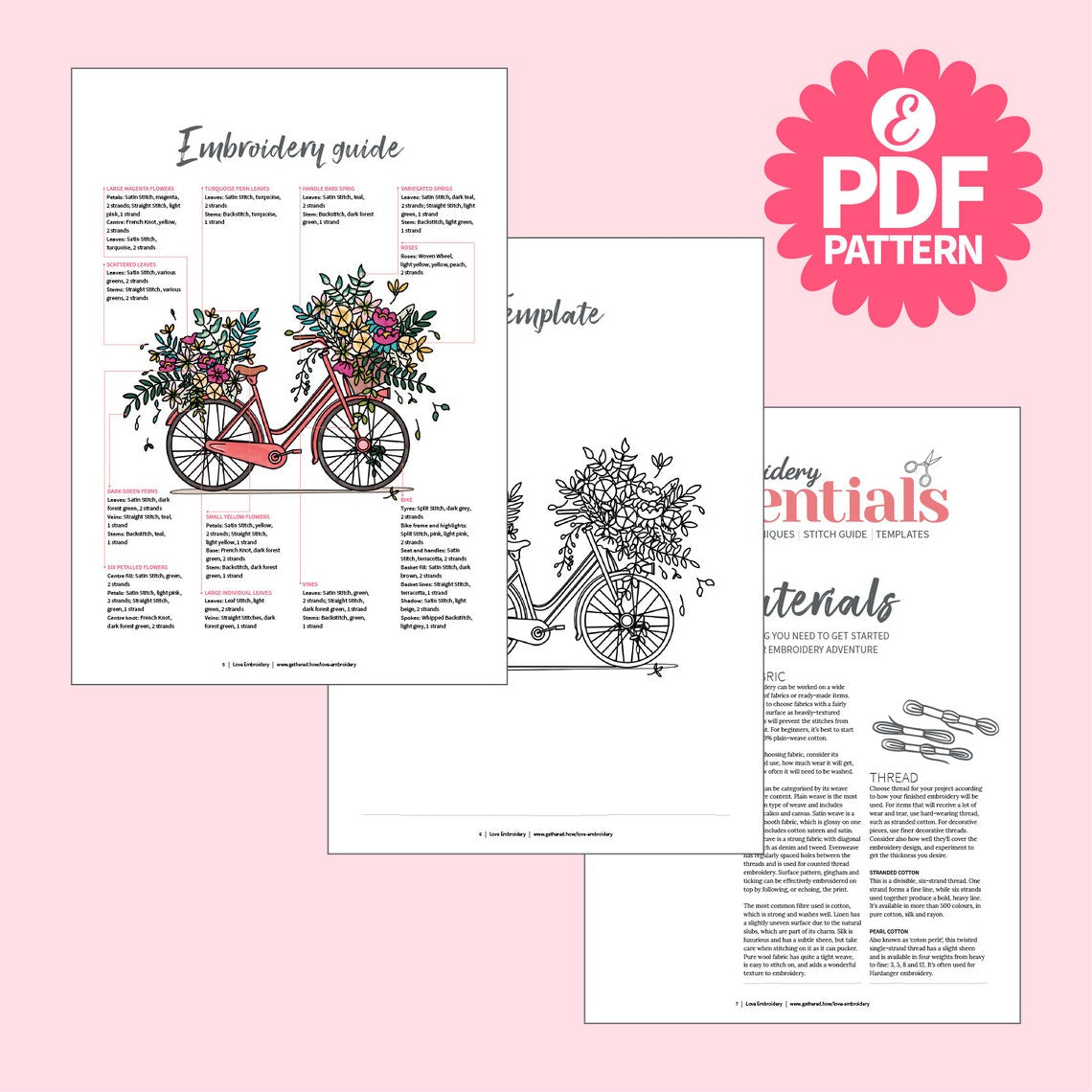 bicycle embroidery pages