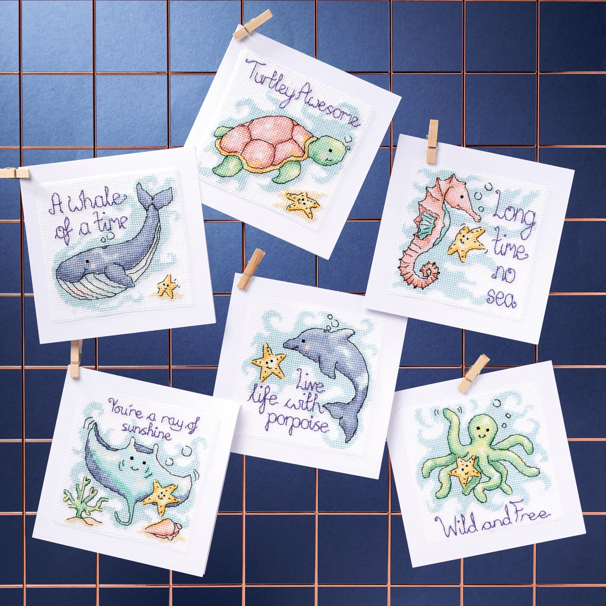 Sea Animal Cards Cross Stitch PDF Patterns