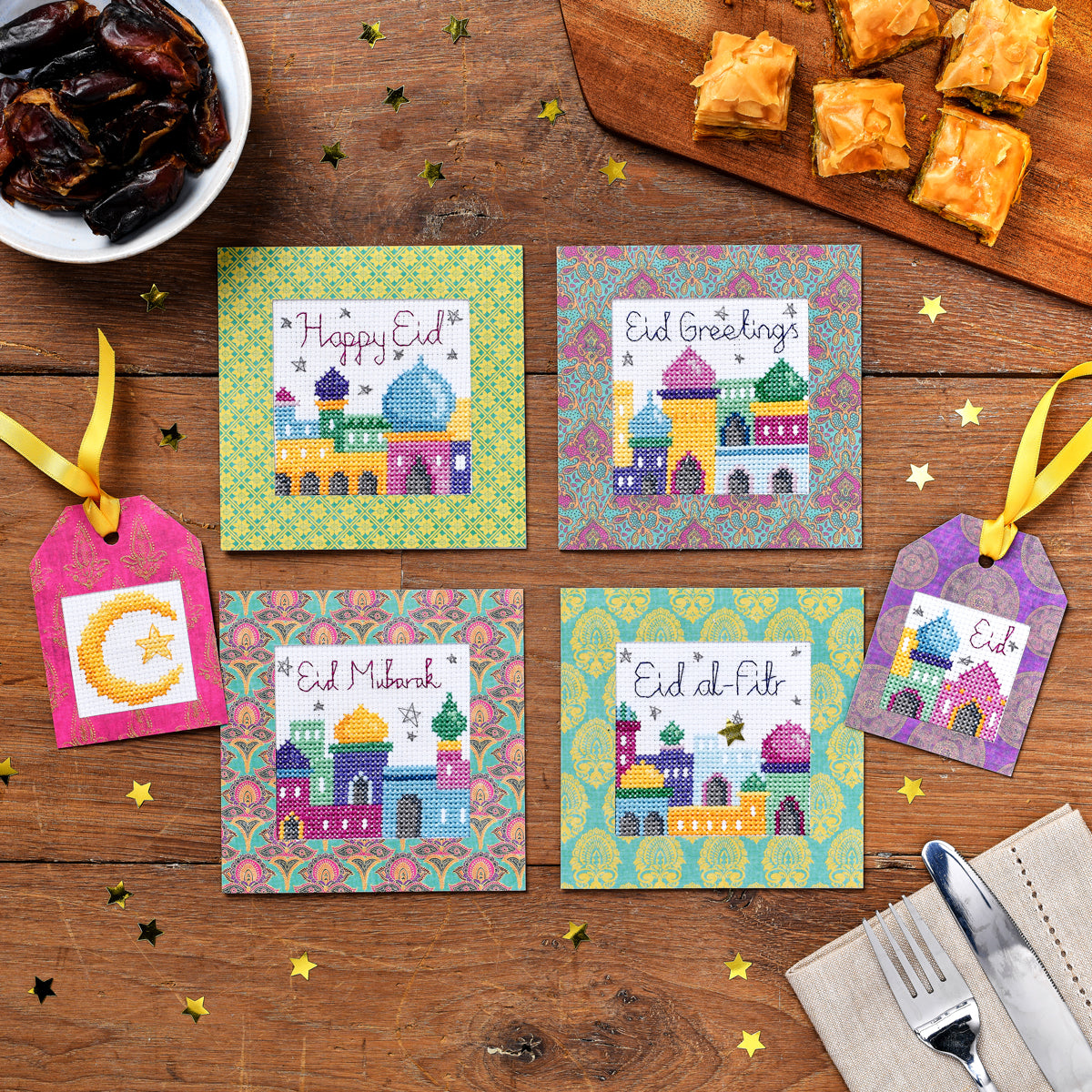 Eid al-Fitr Greetings Cards and Tags Cross Stitch PDF Patterns