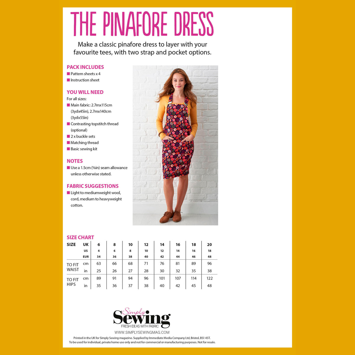 Pinafore Dress Sewing Pattern PDF