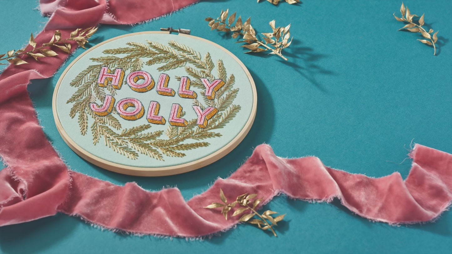 Holly Jolly Hoop Embroidery Pattern PDF