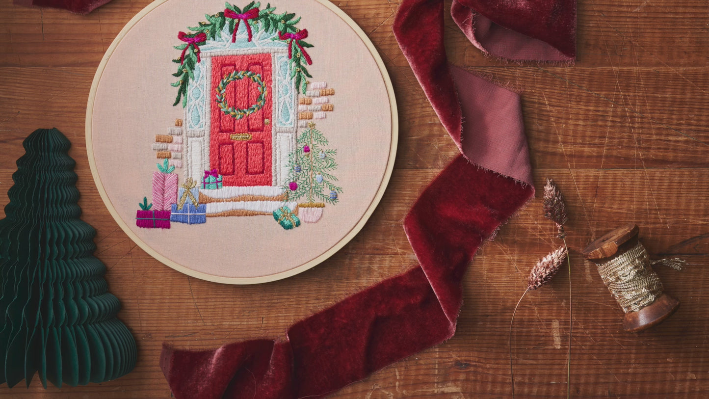 Home for the Holidays Door Hoop Embroidery Pattern PDF