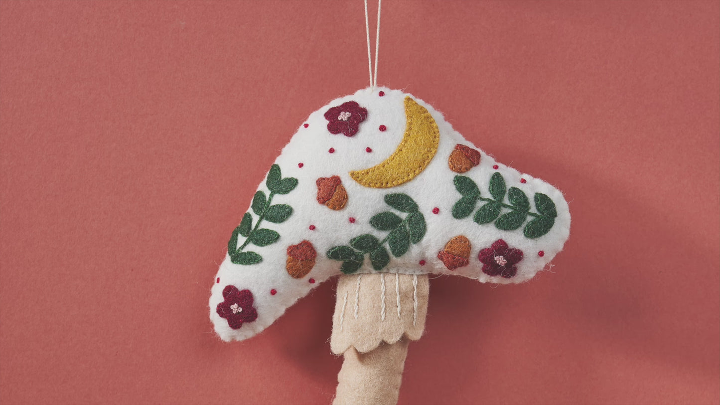 Felt Autumn Toadstool Decoration Embroidery Pattern PDF
