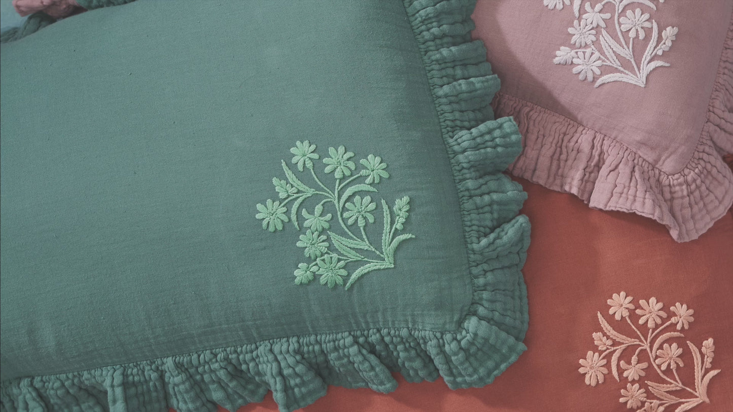 Sweet Dreams Pillowcase Flower Motif Embroidery Pattern PDF